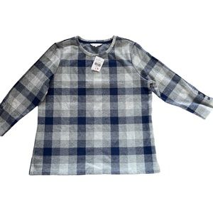 NWT Blue and Grey Plaid Top, Sz M